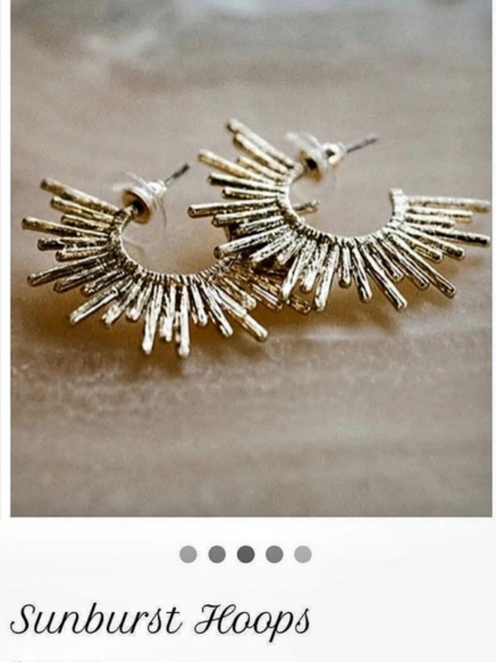 Twiga Gold Sunburst Hoops Earrings NWT
